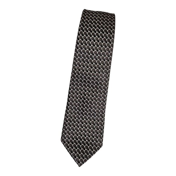 Z ZEGNA Men's Silk Blend Necktie LUXURY Tie Gray Geometric W:2" EUC